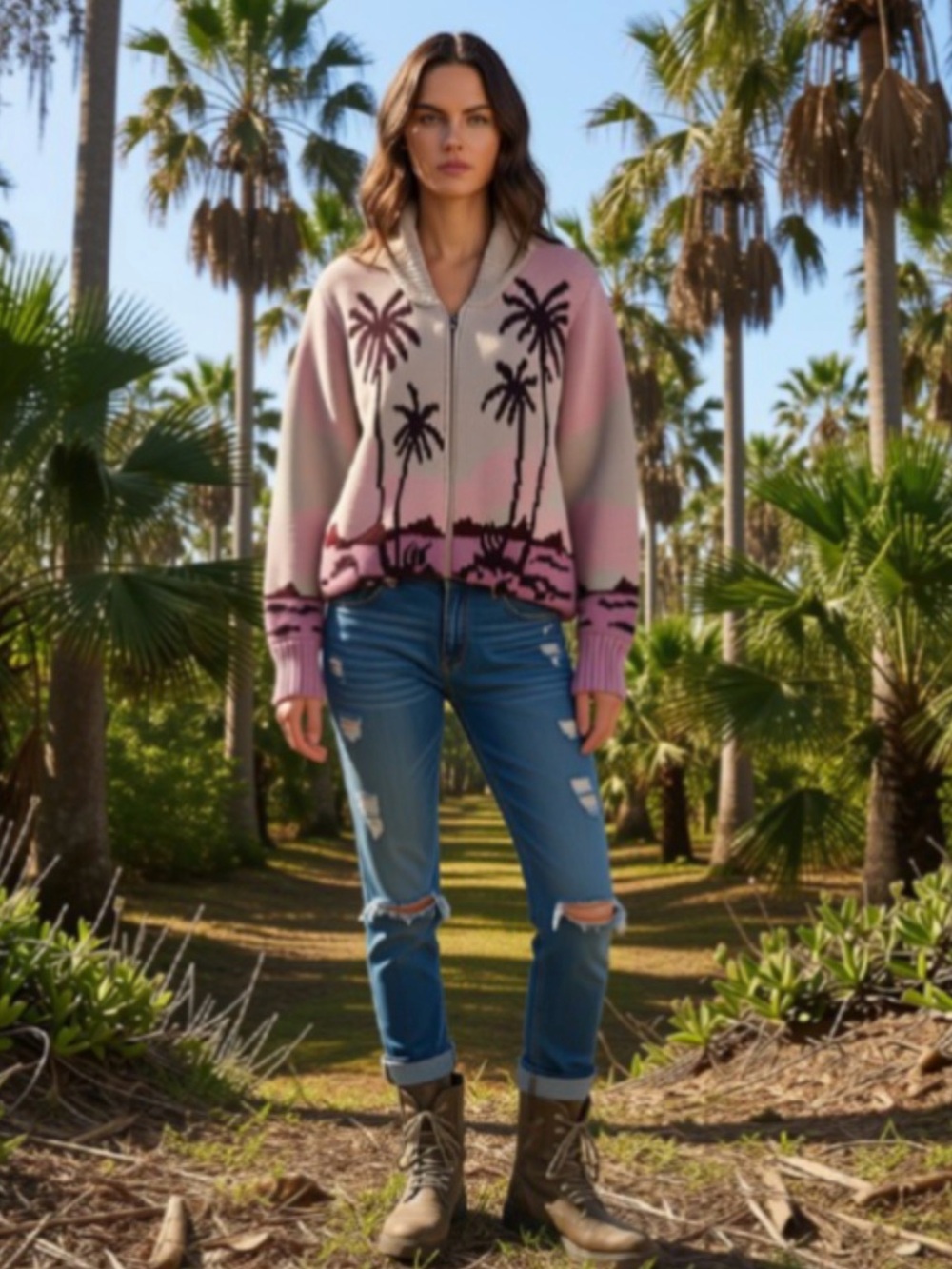 ✨ Faherty "Sunset Palm Beach" Zip Front Cardigan Sweater ✨